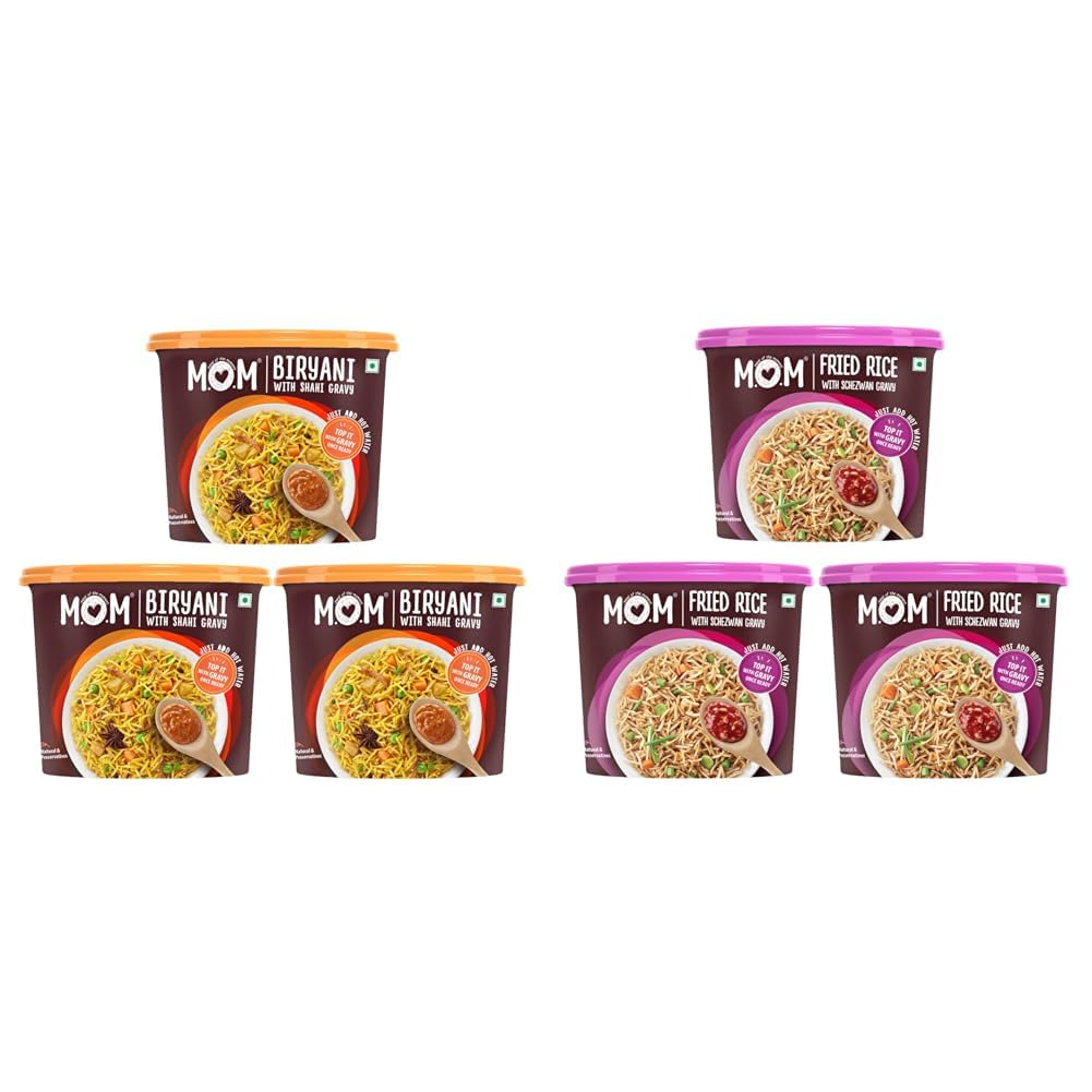 MOM - Meal of the Moment, Veg Biryani with Shahi Gravy, 140g (Pack of 3) - Ready to Eat | + MOM - Meal of the Moment Fried Rice with Schezwan Gravy (Pack of 3) | All Natural, 100%-picture-28
