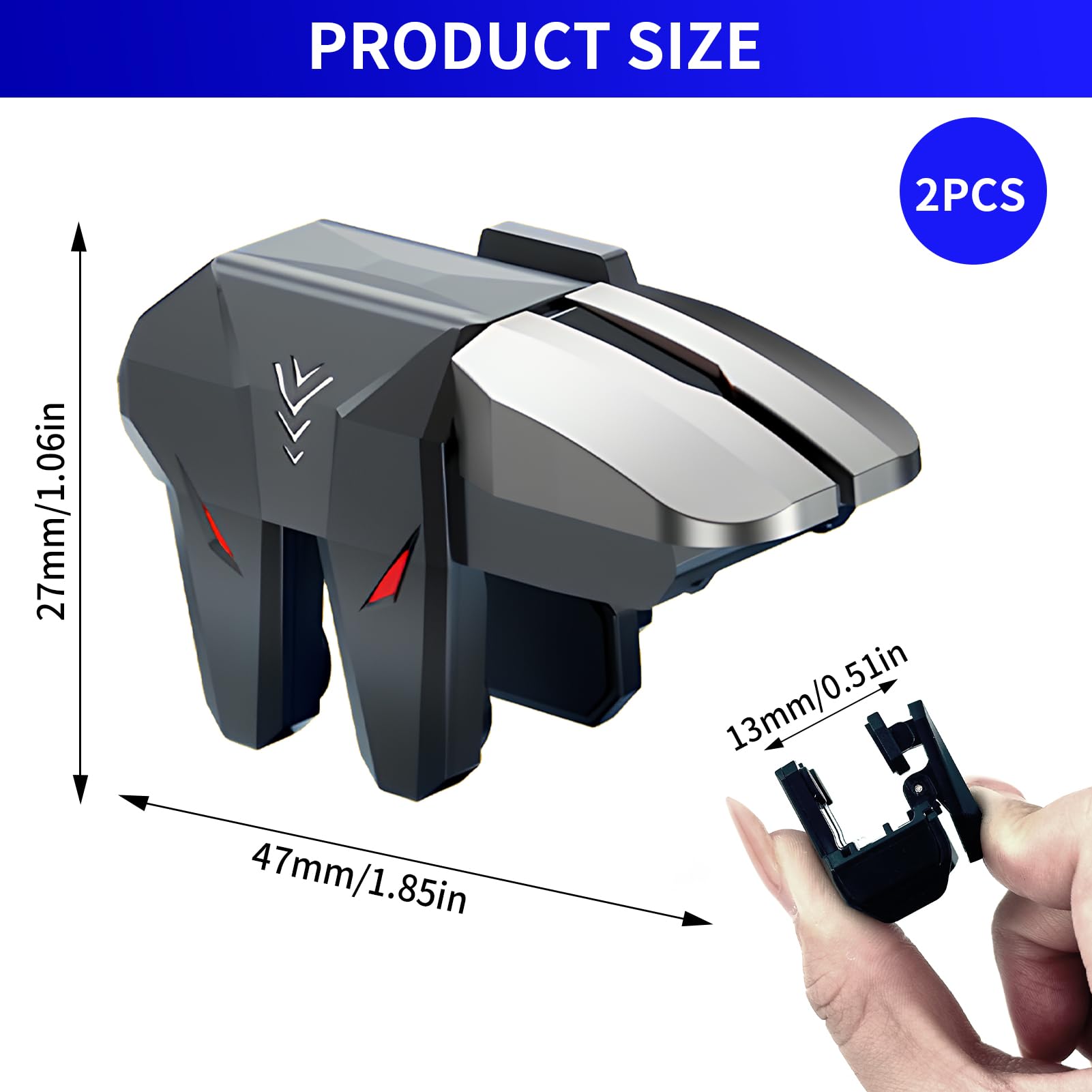 Toaluea 2 Pezzi Triggers 6 Dita Joystick Controller per PUBG COD, Trigger Mobile Gaming con Grilletti L1R1 L2R2, Triggle Grilletti Pulsante Meccanico Fisico per iPhone Telefono Smartphone Android