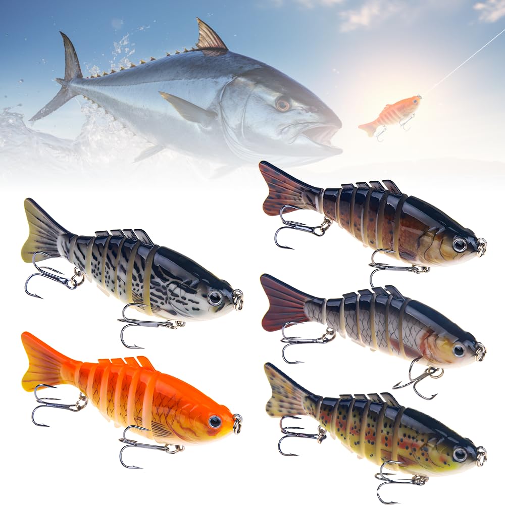 Robotic Fishing Lure, 2025 Upgrade Artificial Bait for Walleye Fishing, Multi-Jointed Lure, Realistic Swimming Action Fish Bait for Beginners