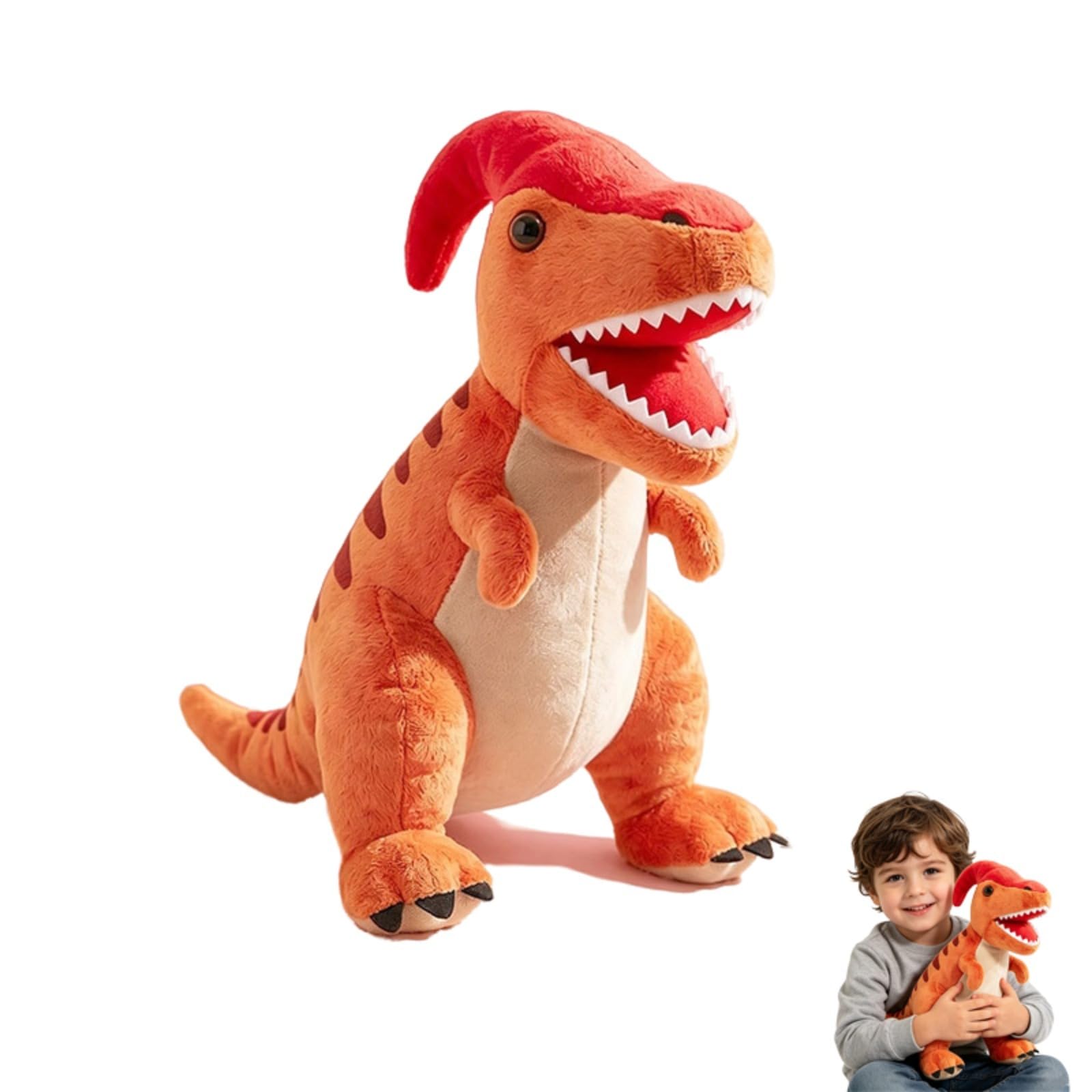 JORCEDI Stuffed Dinosaur Plush, Realistic Dinosaur Plush Toy, Cute Soft Dinosaurs Pillows Doll, Standing,Home Decoration, for Boys and Girls (Parasaurolophus)