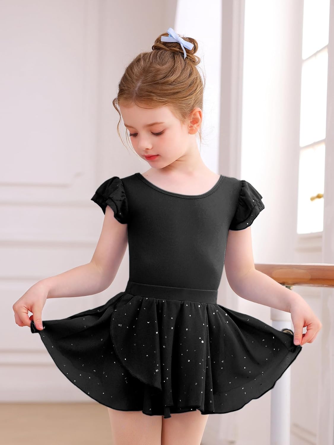Toddler Girls Ballet Leotard with Skirt Ruffle Sleeve Dance Dress - Image 6