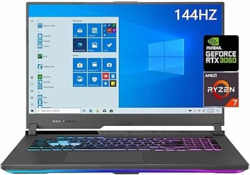 ASUS ROG Strix G17 Gaming Laptop, 17.3" 144 Hz FHD IPS, NVIDIA GeForce RTX 3060, AMD Ryzen 7 4800H, RGB Keyboard, VR-Ready, WiFi6, Bluetooth 5.1, USB-C, HDMI, Win 10, Gray (32GB RAM | 2TB PCIe SSD)