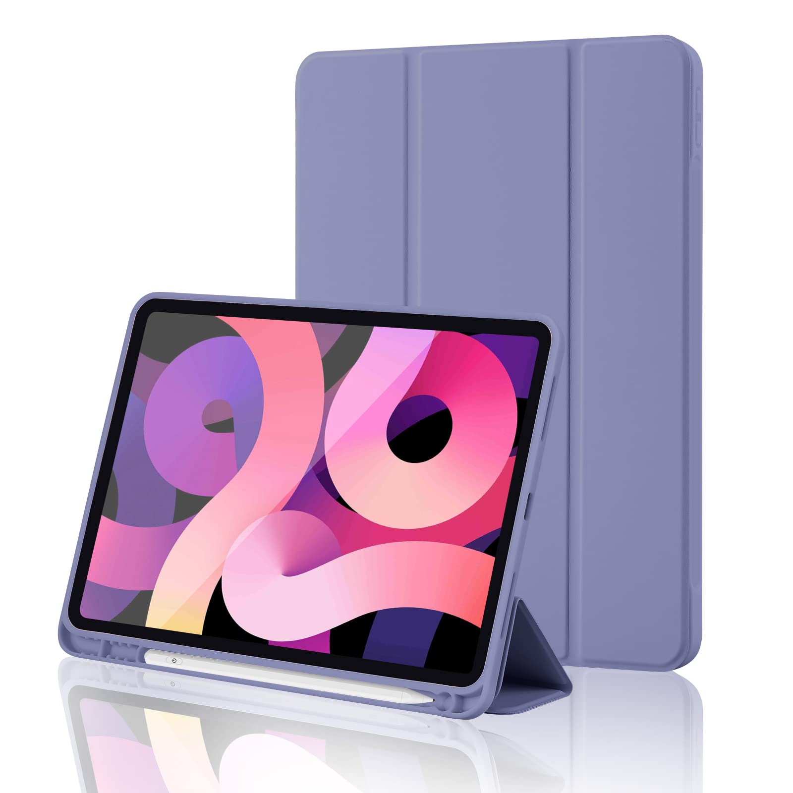 Custodia Cover per iPad (A16) 11 Generazione 11 Pollici 2025/iPad 10 Generazione 2022 iPad 10,9" con portapenne, Cover Tablet Sottile con Retro in Morbido TPU con Auto Svegliati/Sonno, Blu Grigio