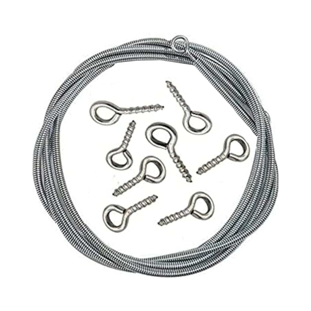B K Jagan & CO Curtain Wire Spring Steel Cord Cable Kit with Hooks and Eyes (3m) (B0B12YMT7H) Amazon Price History, Amazon Price Tracker