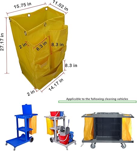 Miniatura 16 de Bolsa de limpieza de repuesto, organizador de limpieza comercial grueso impermeable de 8 bolsillos, se adapta a cualquier carrito, se utiliza