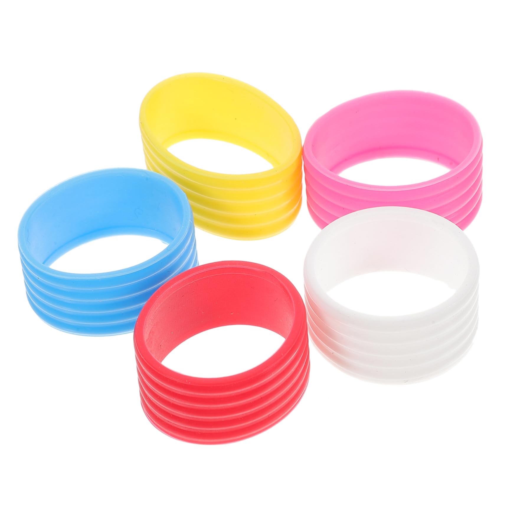 Anneome 5Pcs Absorbent Silicone Racket Grip Bands for Tennis Squash Badminton Moisture Wicking Overgrips Red White Pink for Hot Weather and Sweaty Hands