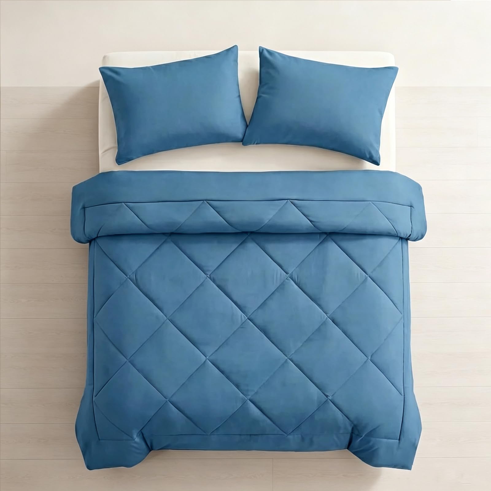 Pleene Duvet and Cover in One with 2 Pillow Cases，Blue：Single
