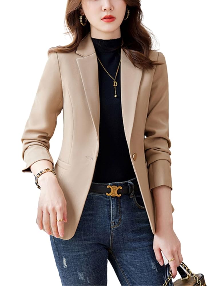 Amazon.com: Kwoki Women's Notch Lapel Work Business Blazer