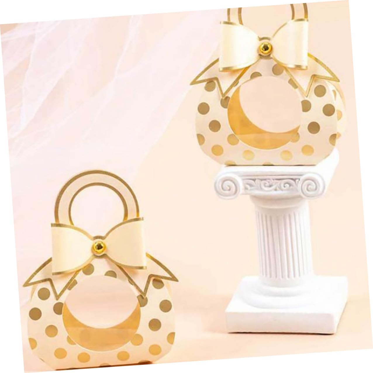TOYANDONA 50 Stück Geschenkkarton aus Papier mit Griff und Sichtfenster Süßigkeitenaufbewahrungsbox für Hochzeit und Bankett Leichter und Kreativer Stil mit Schöner Schleife