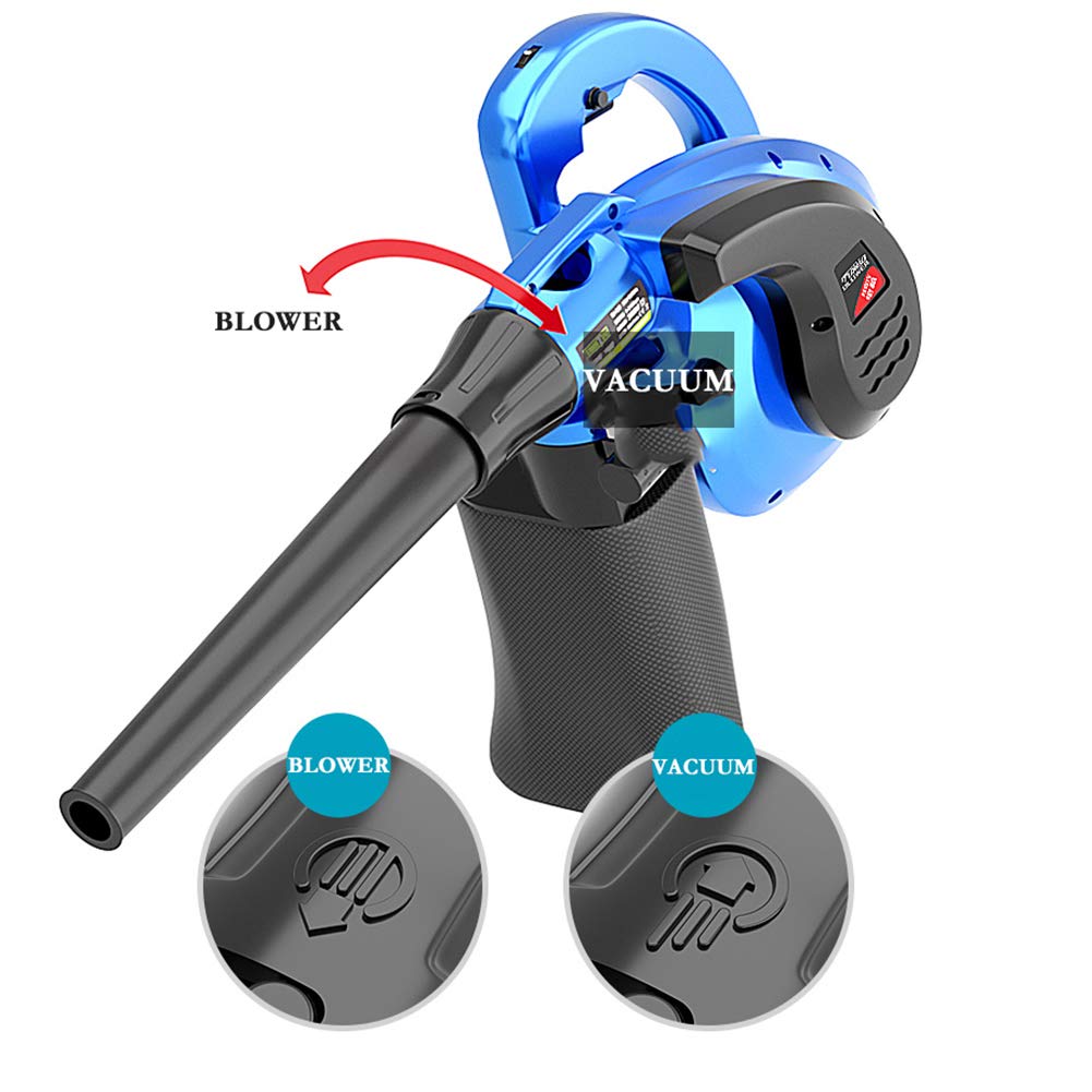 Soffiatore e aspiratore Elettrico, spazzatrice con Cavo, 6 velocità variabili per la Cura del Prato, Kit di Pulizia Incluso, Blu, 3000W