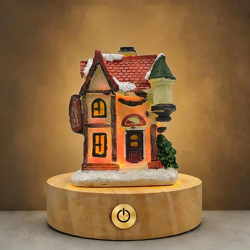 Mini Houses Night Light Cute LED Table Lamp Cozy Dimmable Nightlight Rechargeable Bedside Lamp Portable Trendy Funny Desk
