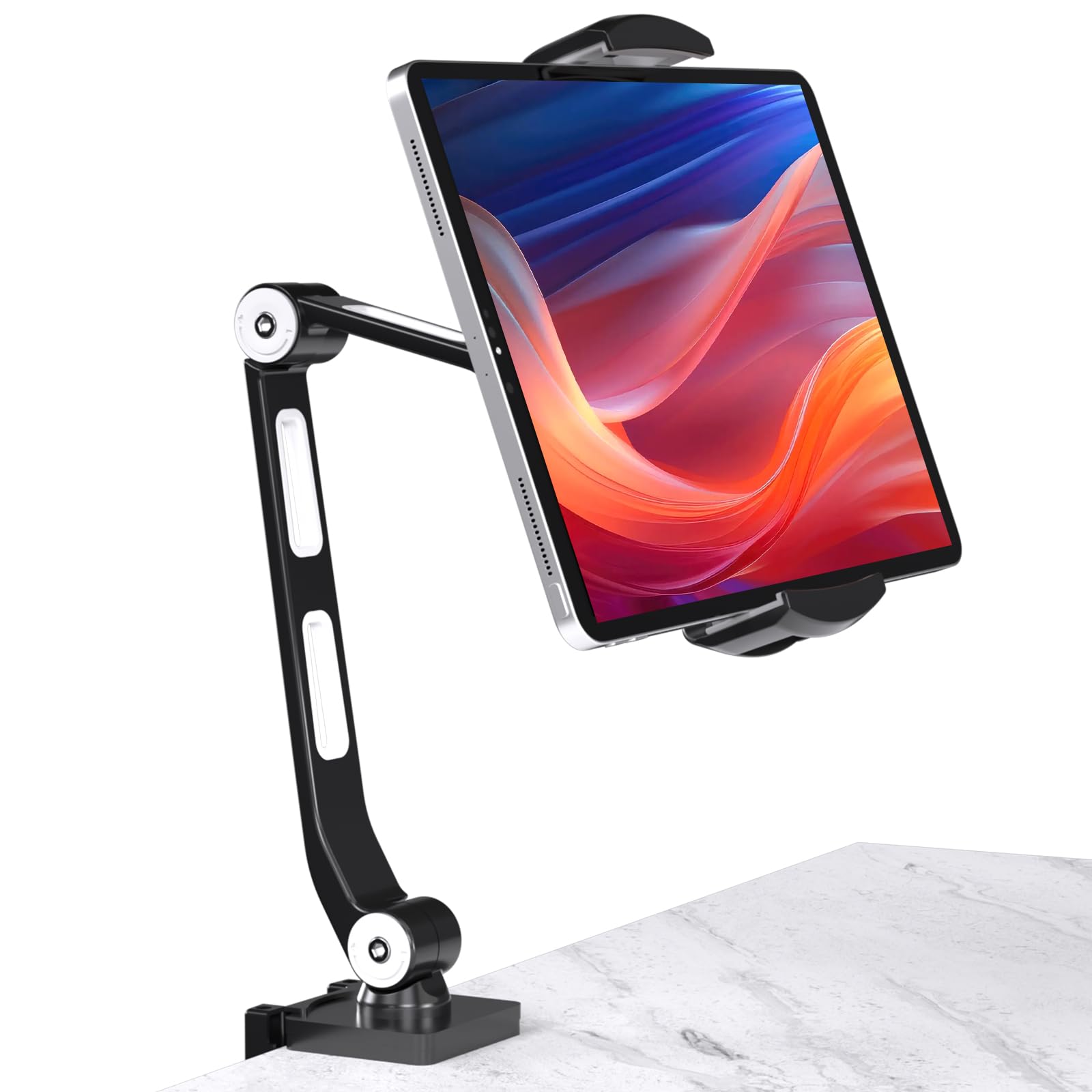 suptek Support de tablette en alliage d'aluminium pour bureau, bras pliable réglable compatible avec iPad 10/9ème, iPad 13/12.9 Pro, moniteur portable de 12,9 à 18,6", YF208BV1B