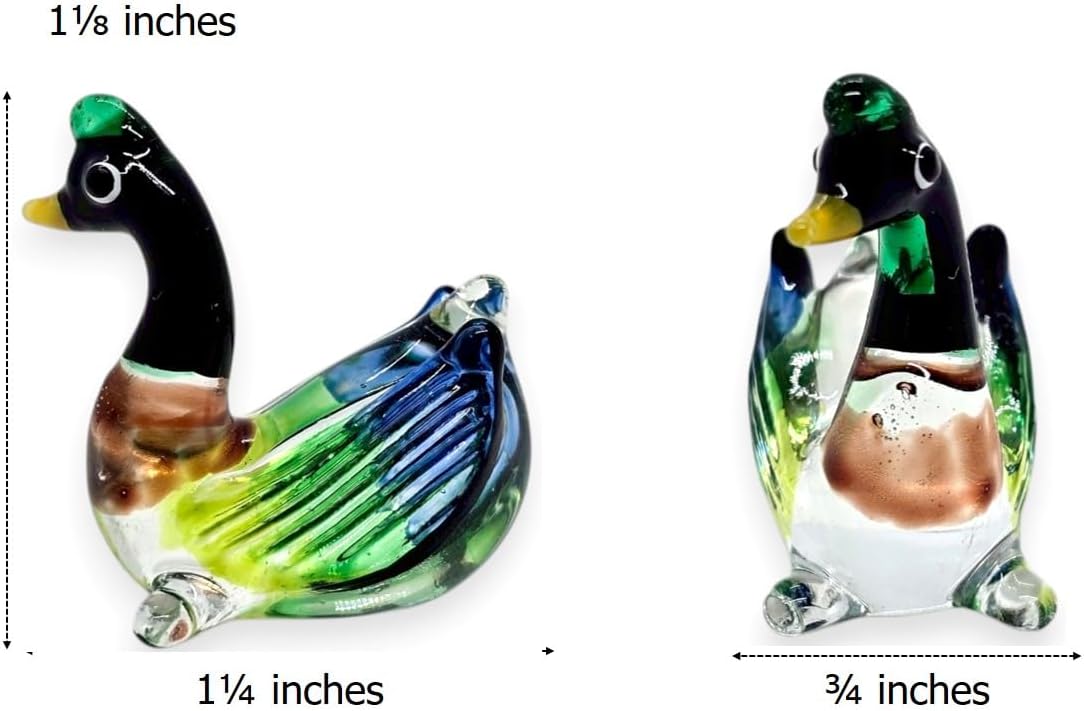 WitnyStore Tiny 1¼" High Bending Head Down Goose Figurine Miniature Colorful Hand Blown Glass Crystal Art Geese Gander Fowl Waterfowl Poultry Duck Birds Decorative Collectible image 3