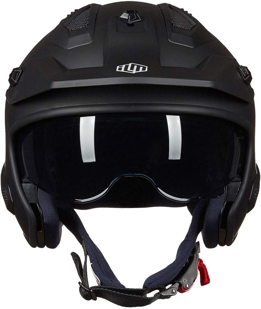 ILM Open Face Motorcycle 3/4 Half Helmet for Dirt Bike Moped ATV UTV Motocross Electric Cruiser Scooter DOT Model 726X(Matte Black,2XL)