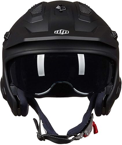 Miniatura 8 de ILM - Casco abierto 34 para motocicleta, motocross, ciclomotor, cuatrimoto, utilitaria, crucero, scooter, DOT, modelo 726X (negro mate, 2XL)