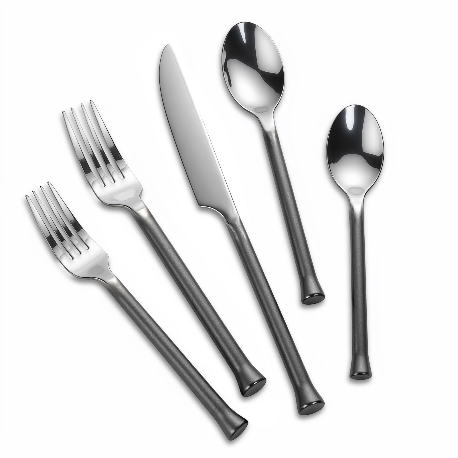 Kelenfer Silverware Set Flatware Set Stainless Steel Cutlery Set Vintage Black Handle Mirror Finished Heavy Duty 20 Pieces Service for 4