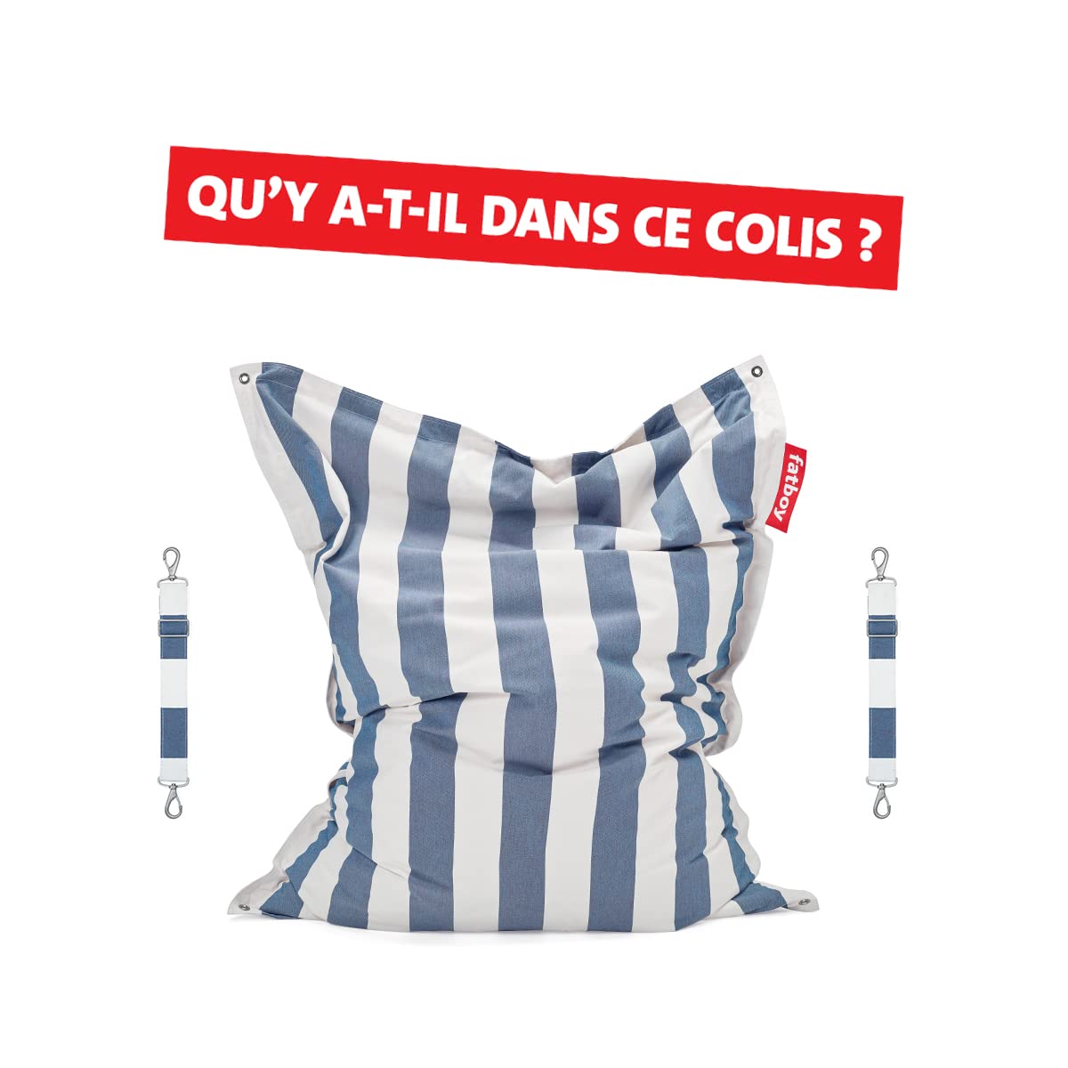 Fatboy® Original Floatzac Bleu (Rayure) | Pouf pour Le Sol et sur l'eau | Séchage Rapide et pour Flottant