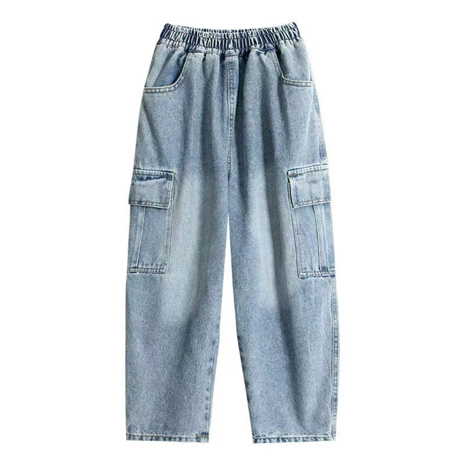 Genérico Pantalones Chandal Niño Pantalones Vaqueros Rectos Duraderos y Cómodos para Niños y Adolescentes en Temporada de Primavera Verano