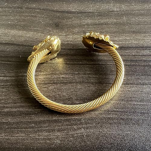 Hip Hop 18K Gold Stainless Steel Lion Head Cable Bracelet Animal Cuff Bracelet3