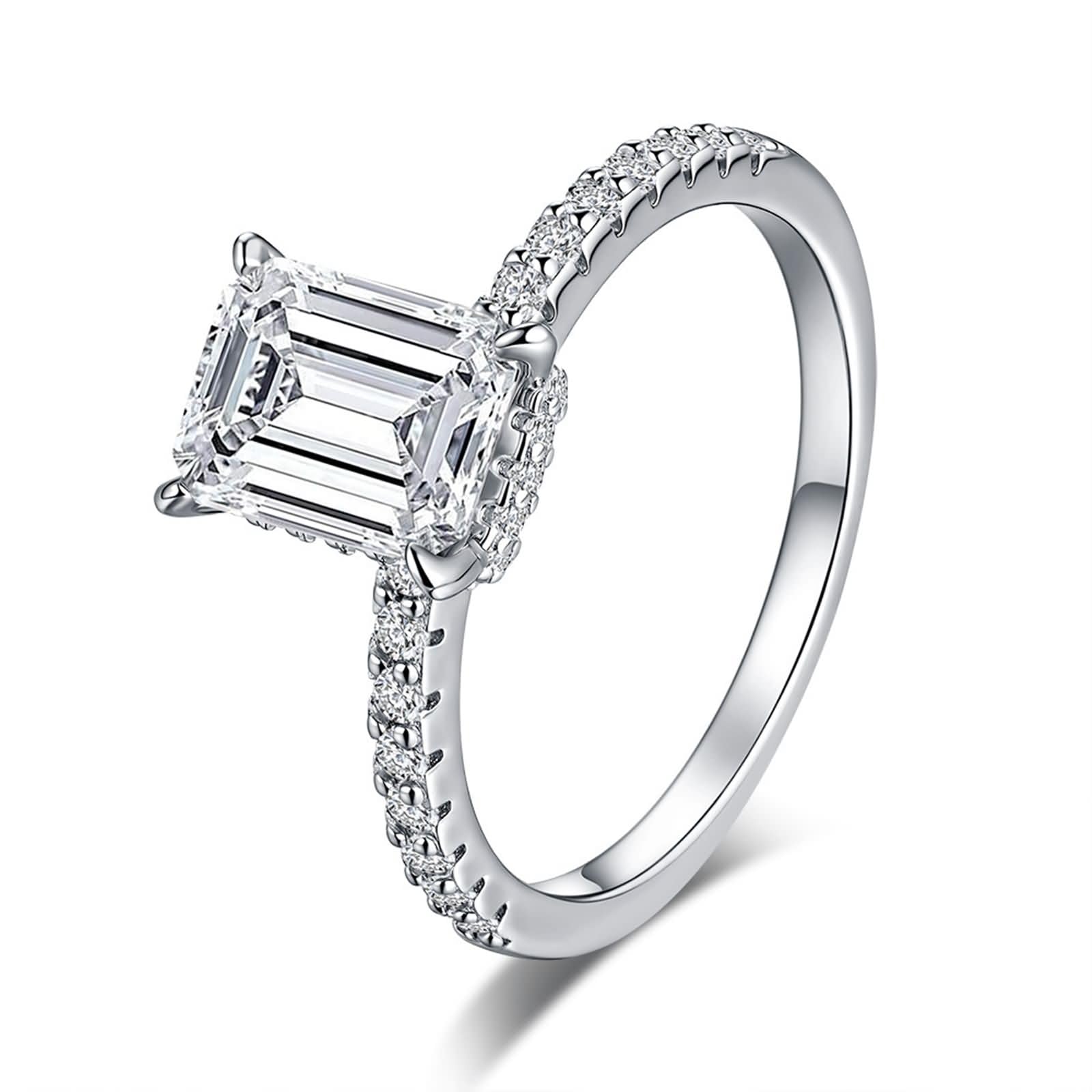 Anillo de boda para mujer, oro, alianzas halo con moissanite de 1 ct, anillo de compromiso de oro blanco, oro auténtico