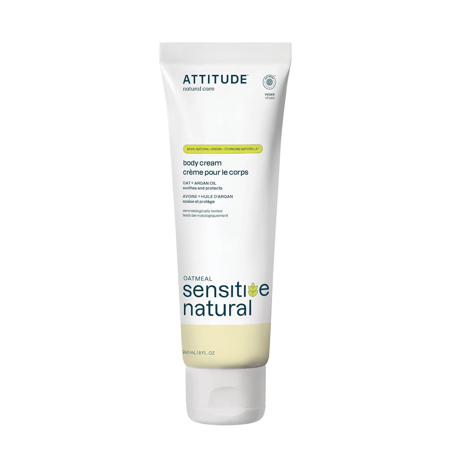 ATTITUDE Body Cream for Sensitive Skin with Oat, EWG Verified, Dermatologically Tested, Vegan, Argan Oil, 8 Fl Oz ATTITUDE Body Cream for Sensitive Skin with Oat, EWG Verified, Dermatologically Tested, Vegan, Argan Oil, 8 Fl Oz