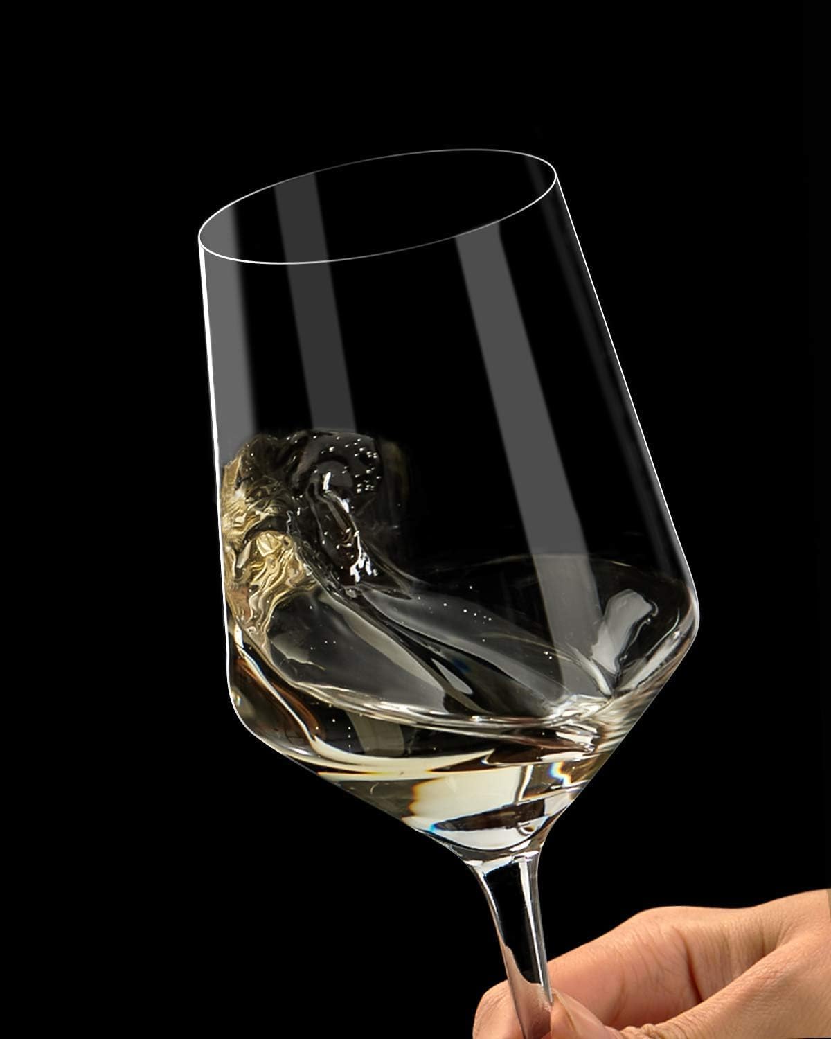 OJA Red Wine Glasses Set of 2 Hand Blown Premium Crystal Wine Glasses, 17 oz, Long Stem,Thin Rim, Perfect for Red or White, Daily Use, Unique Wedding Anniversary or Birthday Gift Red-17oz (4 Count)