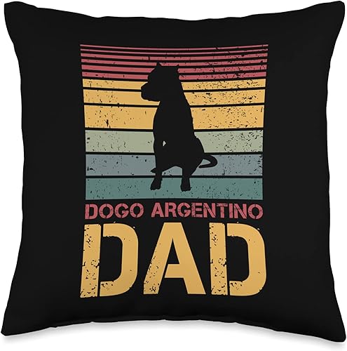 Gift Idea Dogo Argentino Dad Dogo Argentino Dad Vintage Paws Dog School Throw Pillow, 16x16, Multicolor