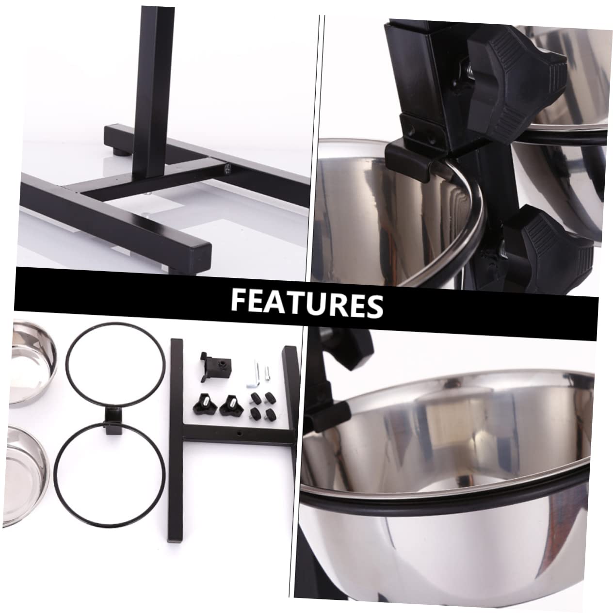 Set de Comedero y Bebedero para Perros de Acero Inoxidable Diseño Elevable Plegable y Dos Cuencos Extraíbles para Mascotas en Interior