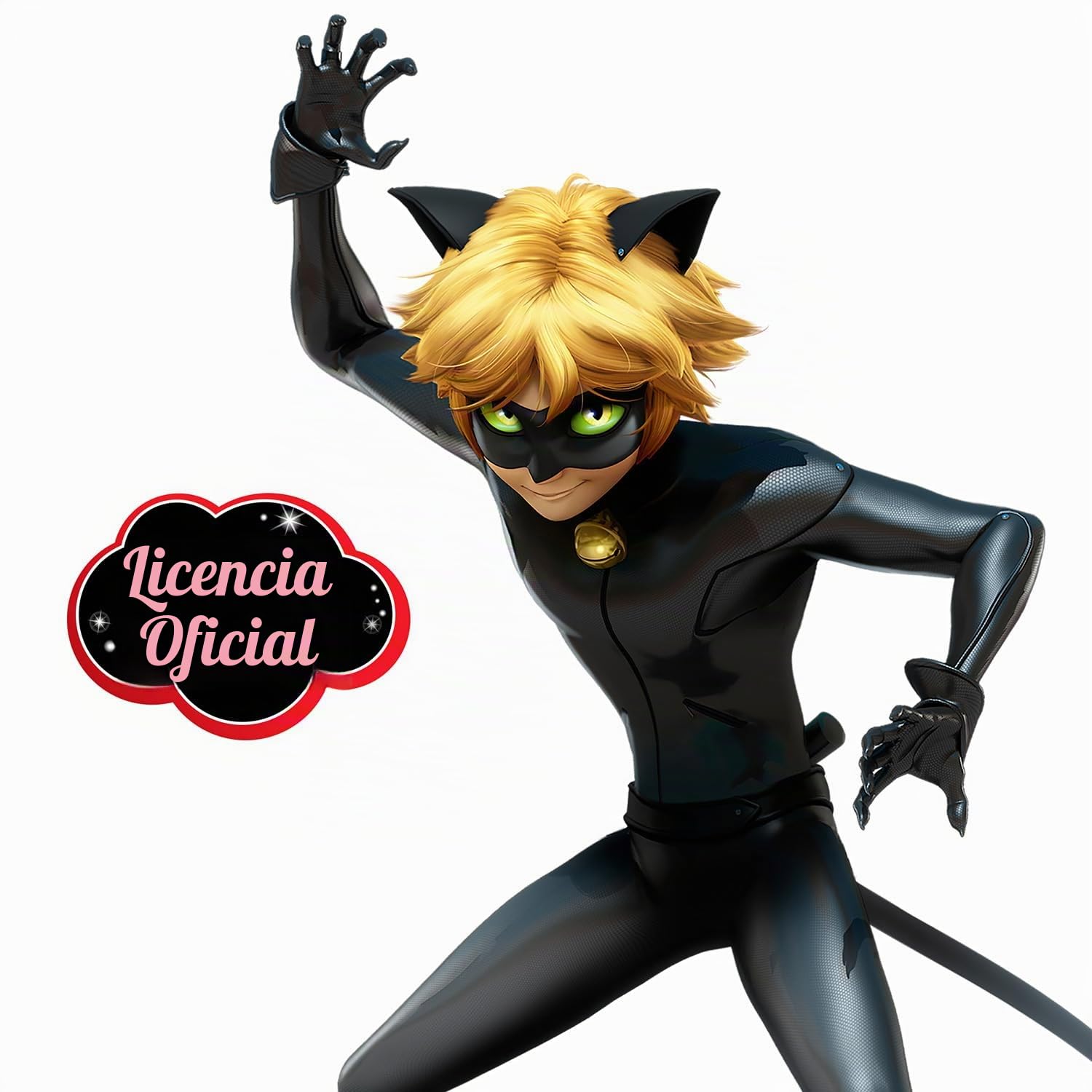 Miraculous P50603 Tales of Ladybug & Cat Superhero Cat Noir Fancy Dress Costume for Kids (Bandai), multicolor