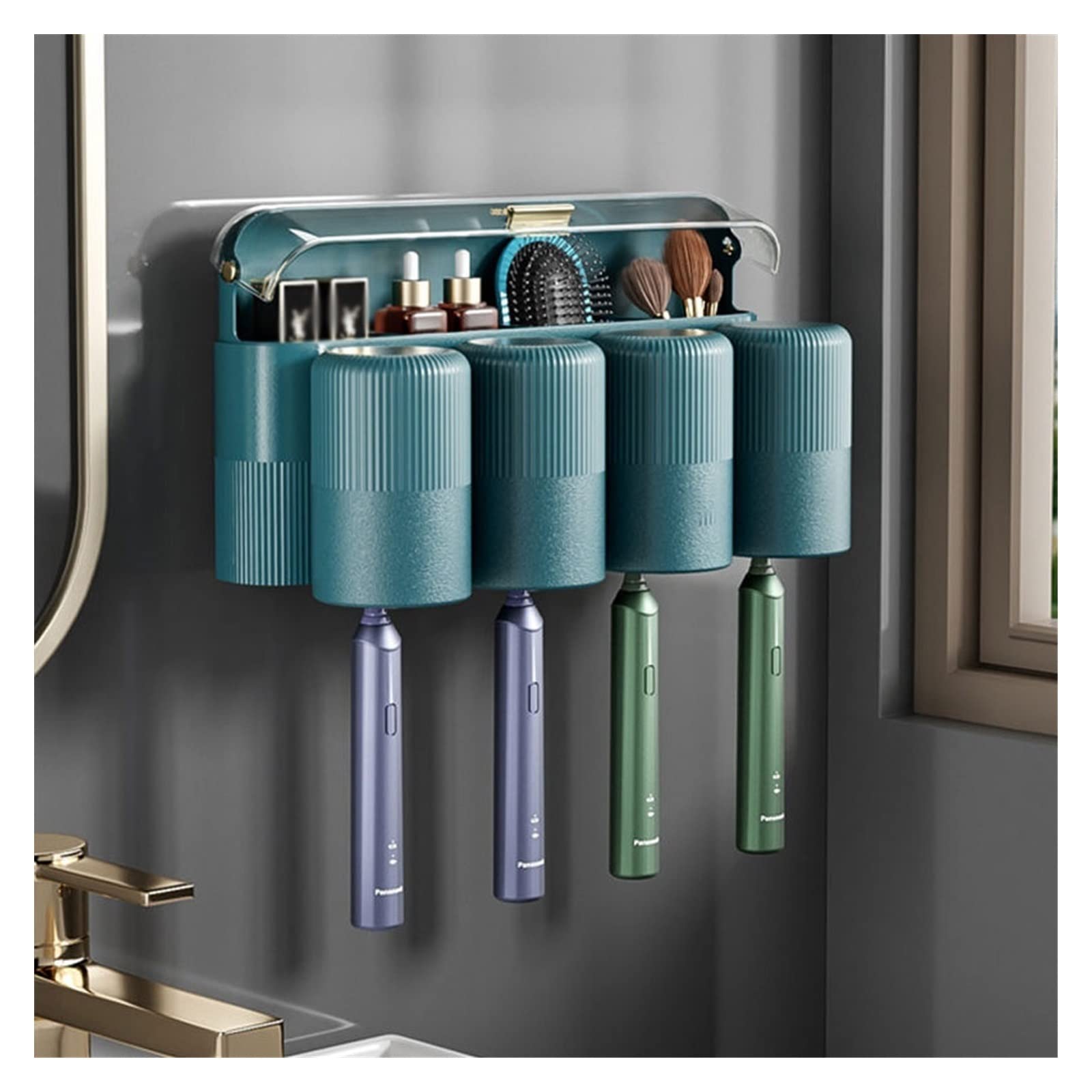 Estante de Almacenamiento para cepillos de Dientes, Soporte para cepillos de Dientes montado en la Pared, Estante para Almacenamiento de cepillos de Dientes, Soporte para Pasta de Dientes para (A)
