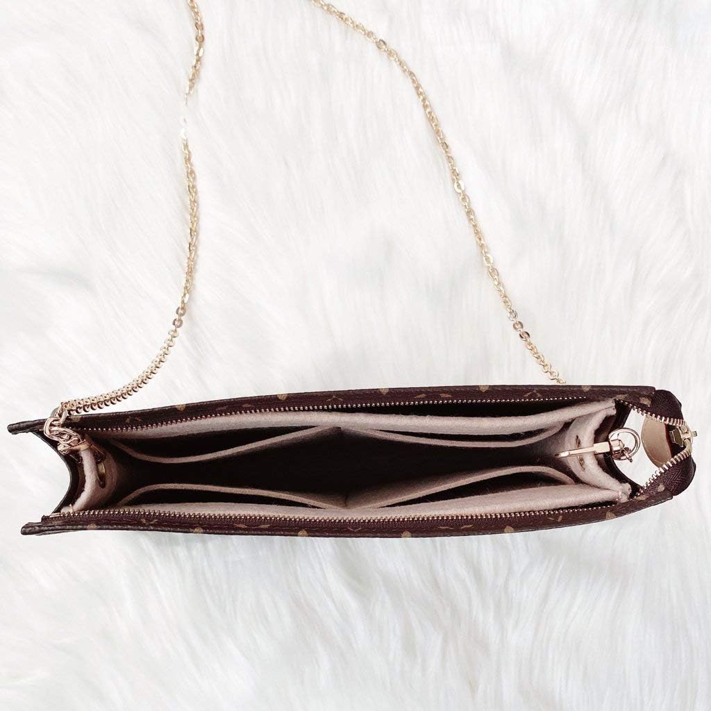 Purse Organizer Insert Conversion Kit with Gold Chain Felt Handbag LV Toiletry 26, GG Ophidia Pouch