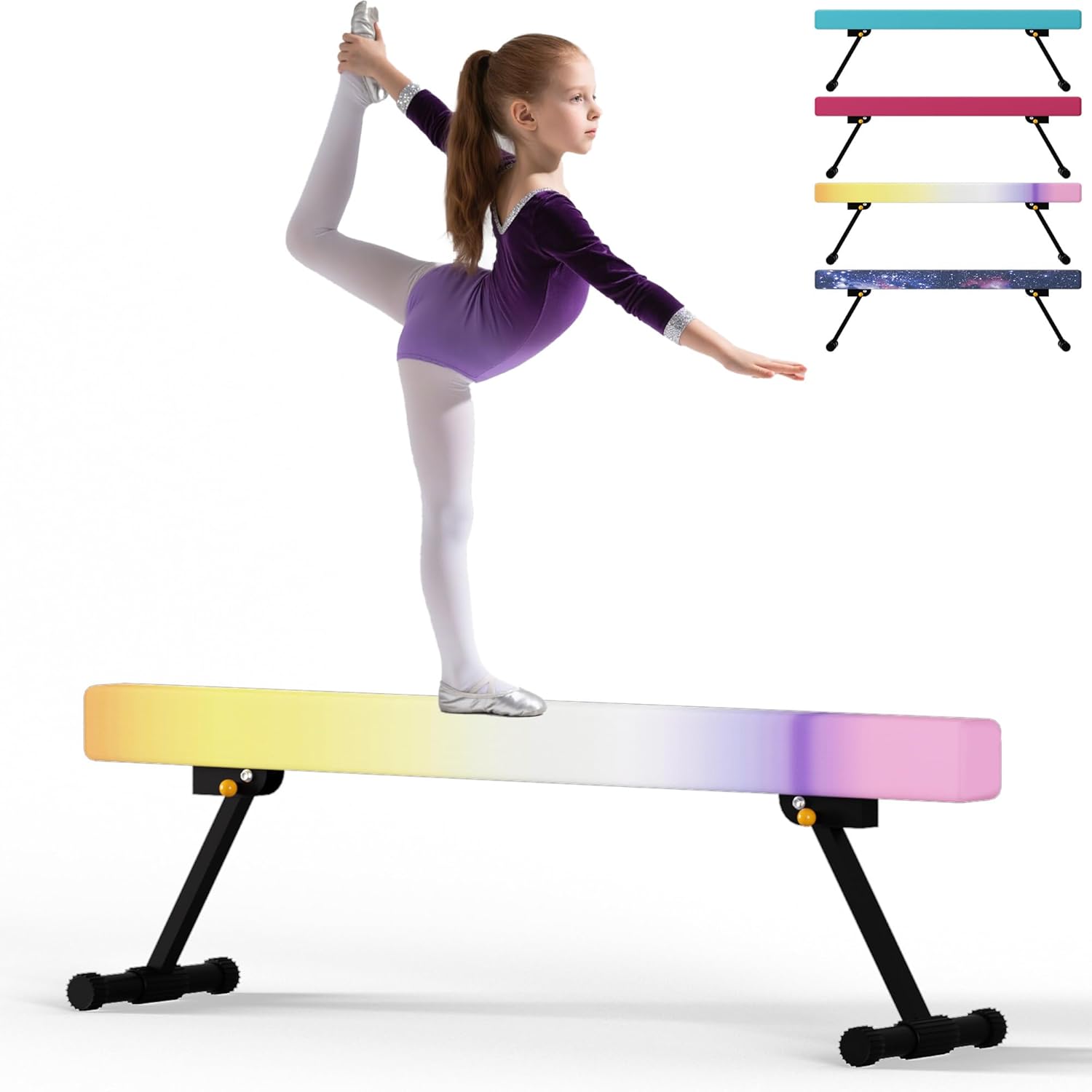 EL&IT·Wings 6ft/8ft Gymnastic Balance Beam, Adjustable High and Low Level Floor Beam - Highly Stable - Gym Practice Training Equipment for Kids Children Girls Home