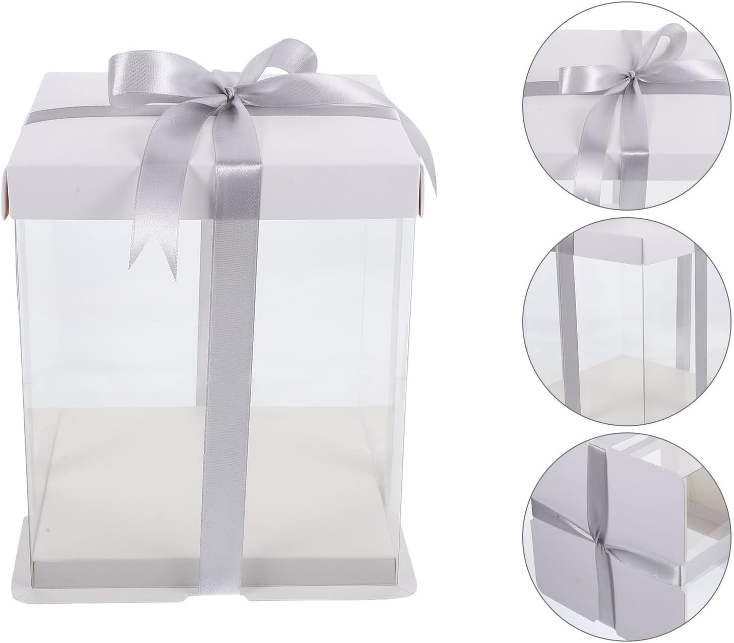 5pcs Square Cake Display Boxes with Dual White 4-inch Bases Delicate Cake Wrapping for Baking Supplies and Packaging
