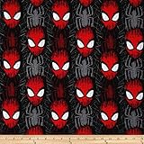 Springs Creative Products Marvel Spiderman Spider-Man Head Toss Black Fabric by The Yard