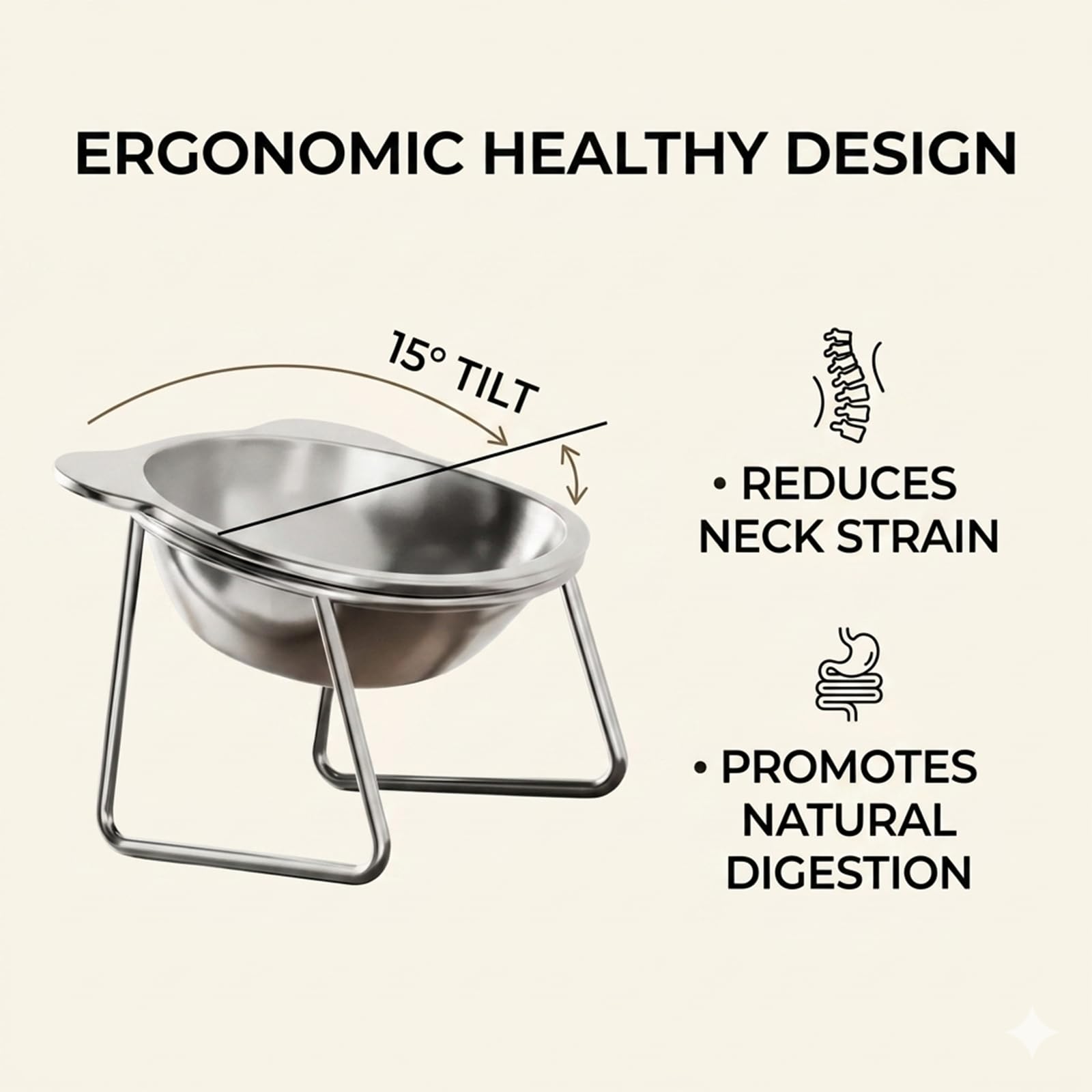 Comedero Gato Elevado Acero Inoxidable, Comedero Elevado para Gatos, Cuenco Inclinado 15° con Soporte Desmontable para Postura Cómoda de Gatos, Gatitos y Perros Pequeños, 2 Unidades