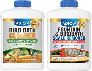 Bird Fountain Cleaner and Descaler Kit - Cleans Water and Removes Hard Water Stains, Two 8oz Bottles