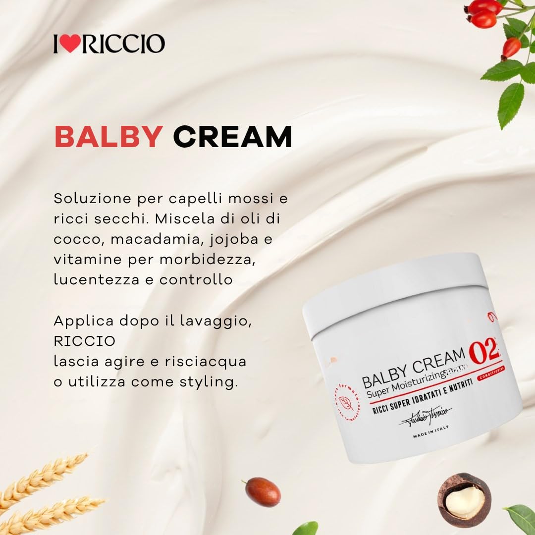 I Love Curly Balby Cream, nawilżająca i odżywcza maska do włosów kręconych lub falujących z olejkami kokosowymi, kukurydzą, kasztanowcem i dziką różą, daje miękkie i pełne włosy, 500 g