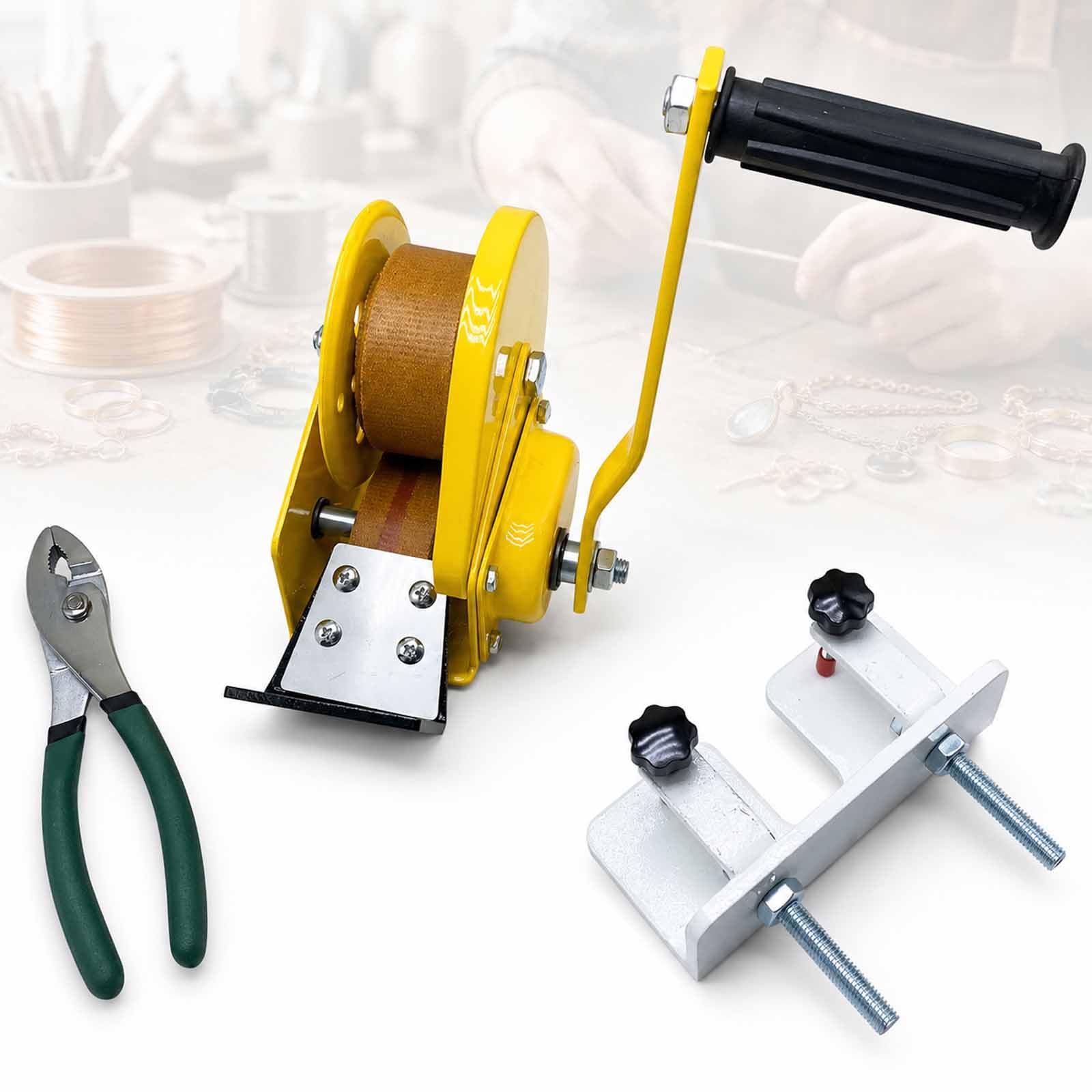 MObyat Manual Jewelry Wire Drawing Machine Kit, Jewelry Wire Draw Machine Set With Plier And Holder, 120cm Stretchable Length, For Wire Drawplate Fine Wires Earrings