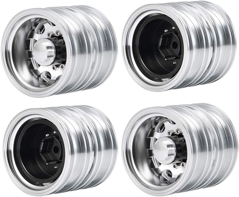 RC-Hub 4pcs Aluminum Alloy Rear Wheel Rims for 1/14 Tamiya Trailer Tractor Truck RC Car
