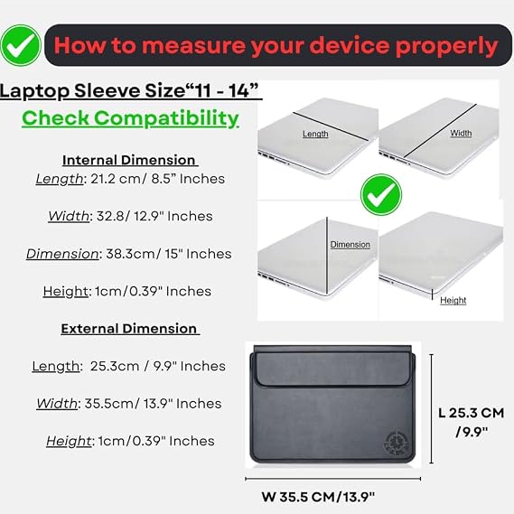 Brown Laptop Sleeve 11-13.3 Inch ONLY MacBook Air 13.3 13.6 Pro 13.3 A1466 A1932 A2179 A2337 A2681 A3113 Dell XPS 13 HP EliteBook 830 Lenovo Yoga Pro Business, Not for 14-16