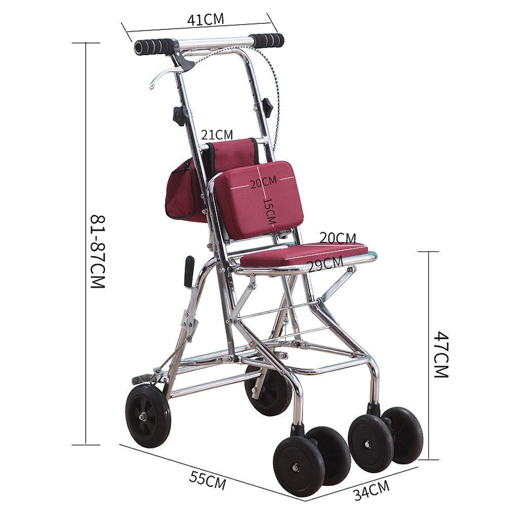 Składany Chodzik Typu Rollator Chodziki Typu Rollator - Składany 4-Kołowy Chodzik Z Siedziskiem I Torbą - Pomoc W Poruszaniu Się Dla Dorosłych, Seniorów, Osób Starszych I Niepełnosprawnych Zakupy
