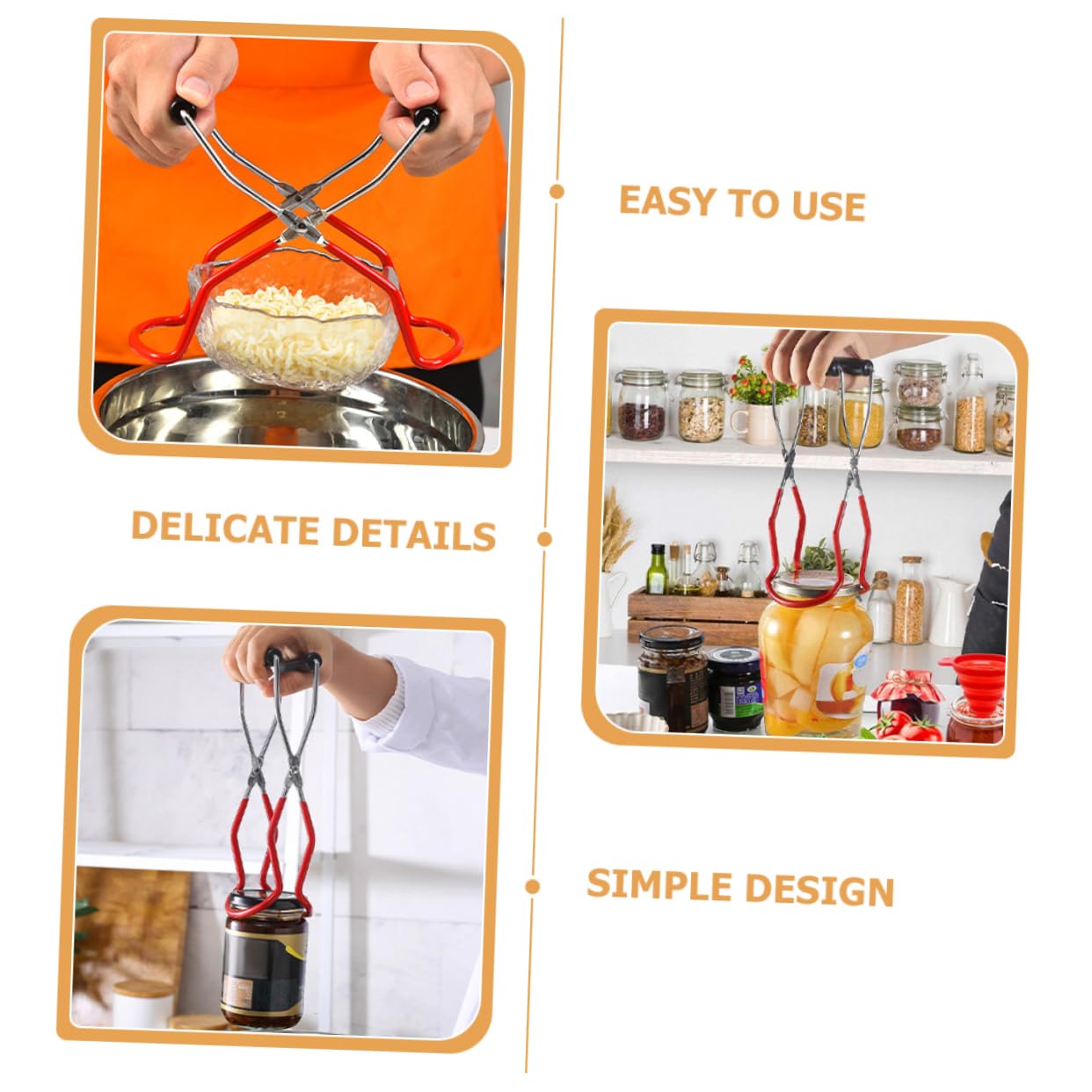 IMIKEYA 3 Ensembles Pince Cuisine Accessoires Accessoire Cuisine Pinces Cuisine Pince De Levage De Pot De Conserve Élévateur Anti-brûlure pour Bols Chauds Rouge 2 Pièces * 3