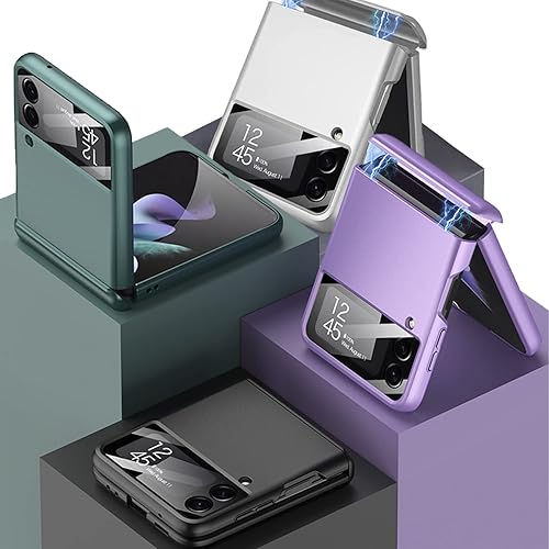 Miniatura 6 de Miimall Funda compatible con Samsung Galaxy Z Flip 3 con protección magnética de bisagra, carcasa magnética ultradelgada de policarbonato duro todo