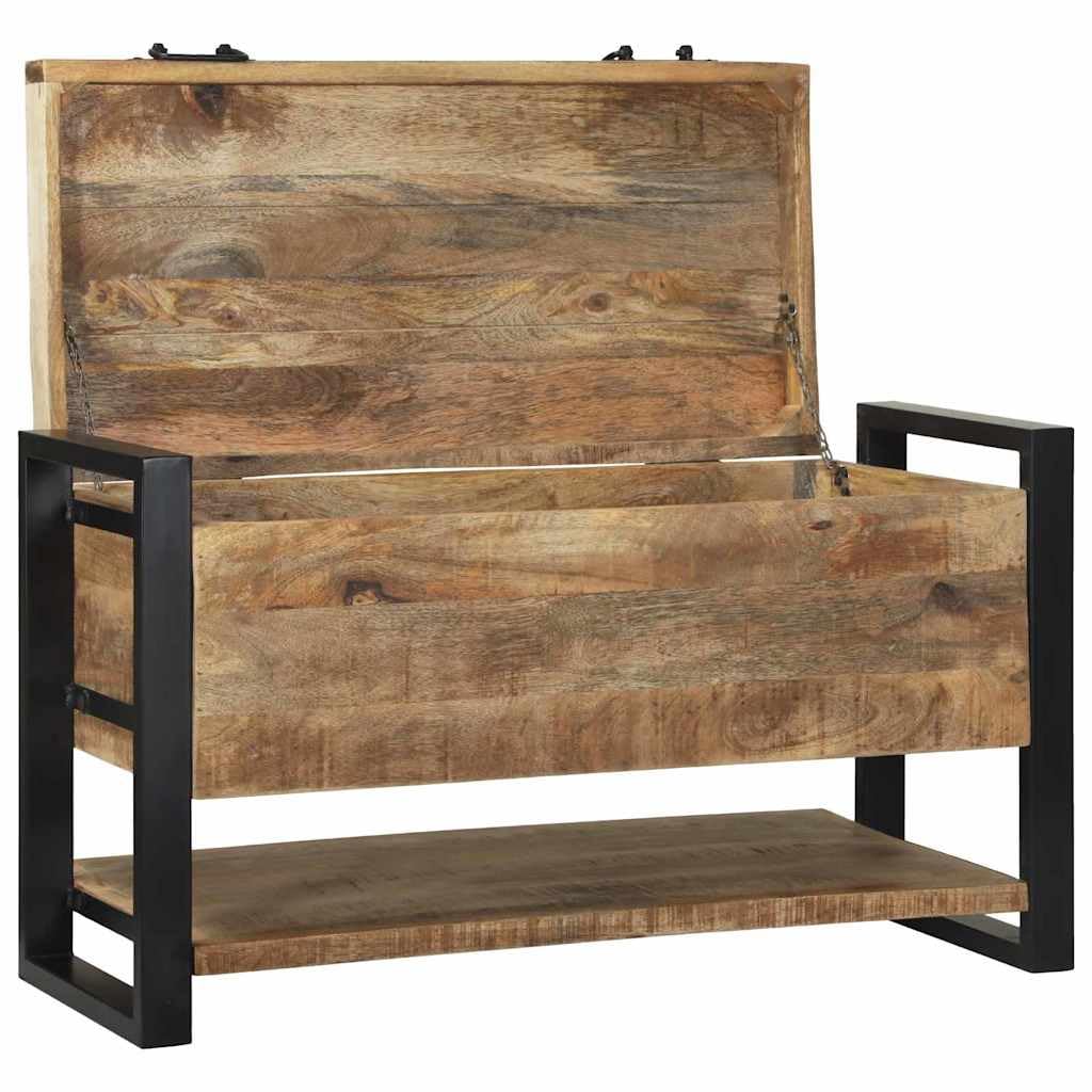 Caja de almacenamiento marrón 80 x 35 x 45 cm, baúl de madera maciza de mango, caja de madera industrial para salón y dormitorio, caja espaciosa para organizar techos y libros