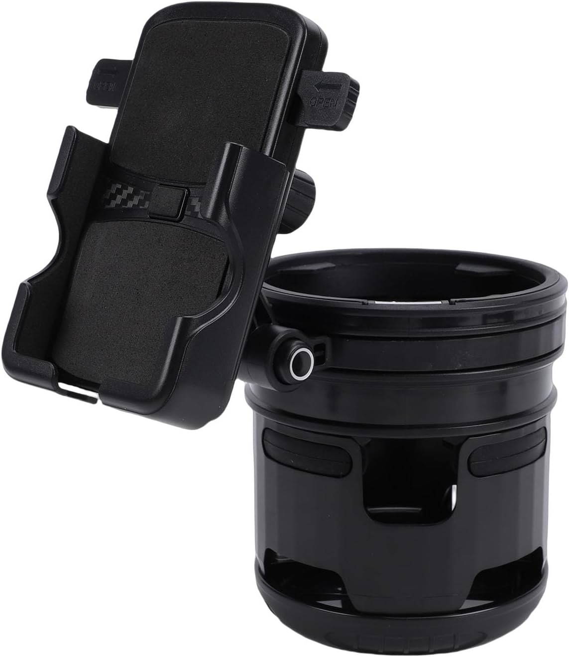 Pissente Stroller Cup Holder with Phone Holder, ABS Material, 360 Degree Rotation, Foldable Design for Parents on The Go