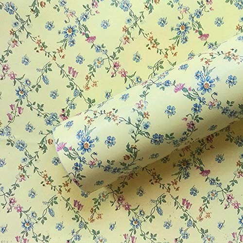 Poetryhome Vintage Yellow Floral Shelf Drawer Liner Self Adhesive Contact Paper Wallpaper For Kitchen Bathroom Cabinets Dresser Closet Furniture Wall Crafts 17.7X117 Inches #TOP9