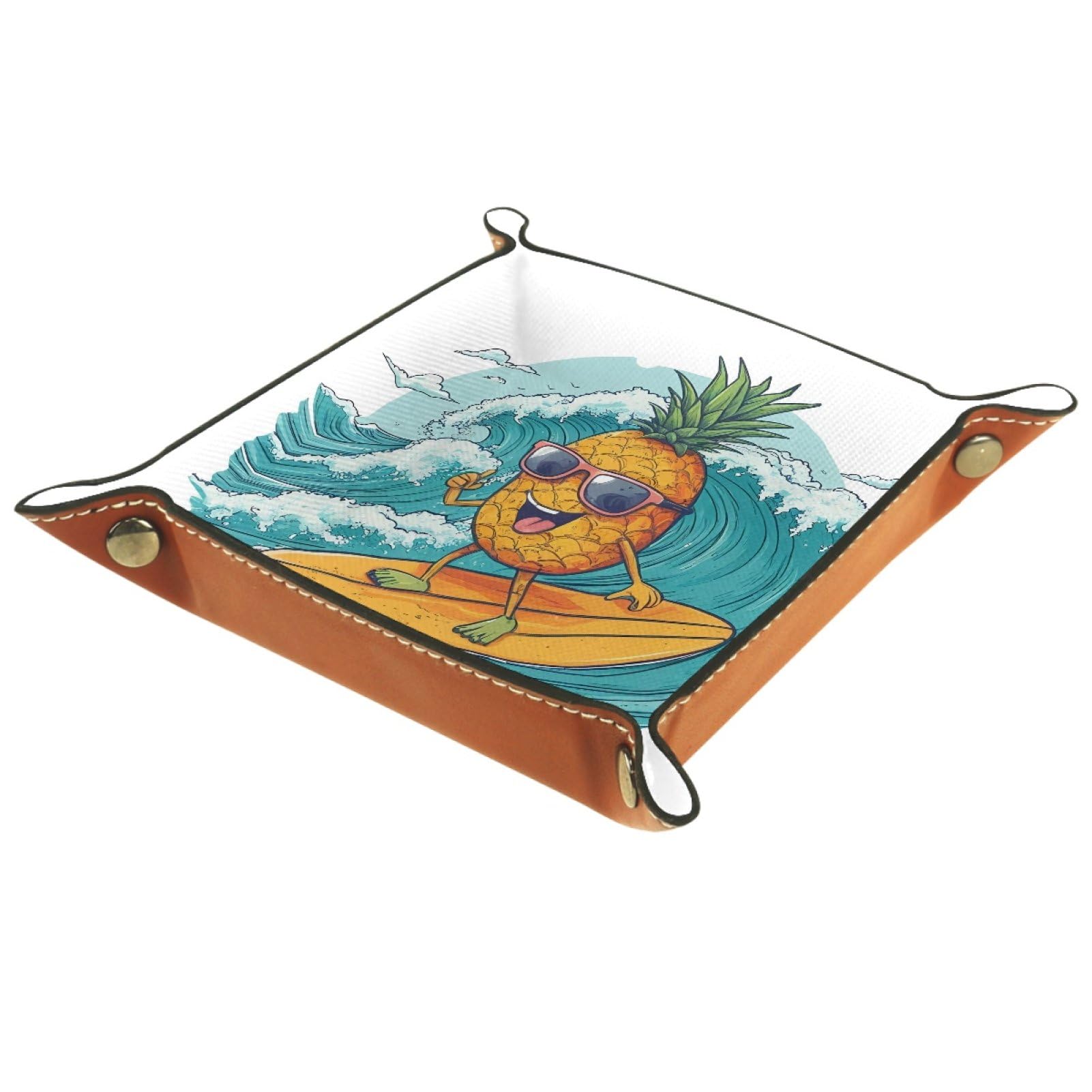VAPOKF Pineapple Surfer Dice Tray, Folding Microfiber Leather Dice Holder for Dungeons and Dragons RPG Dice Gaming D&D and Other Table Games