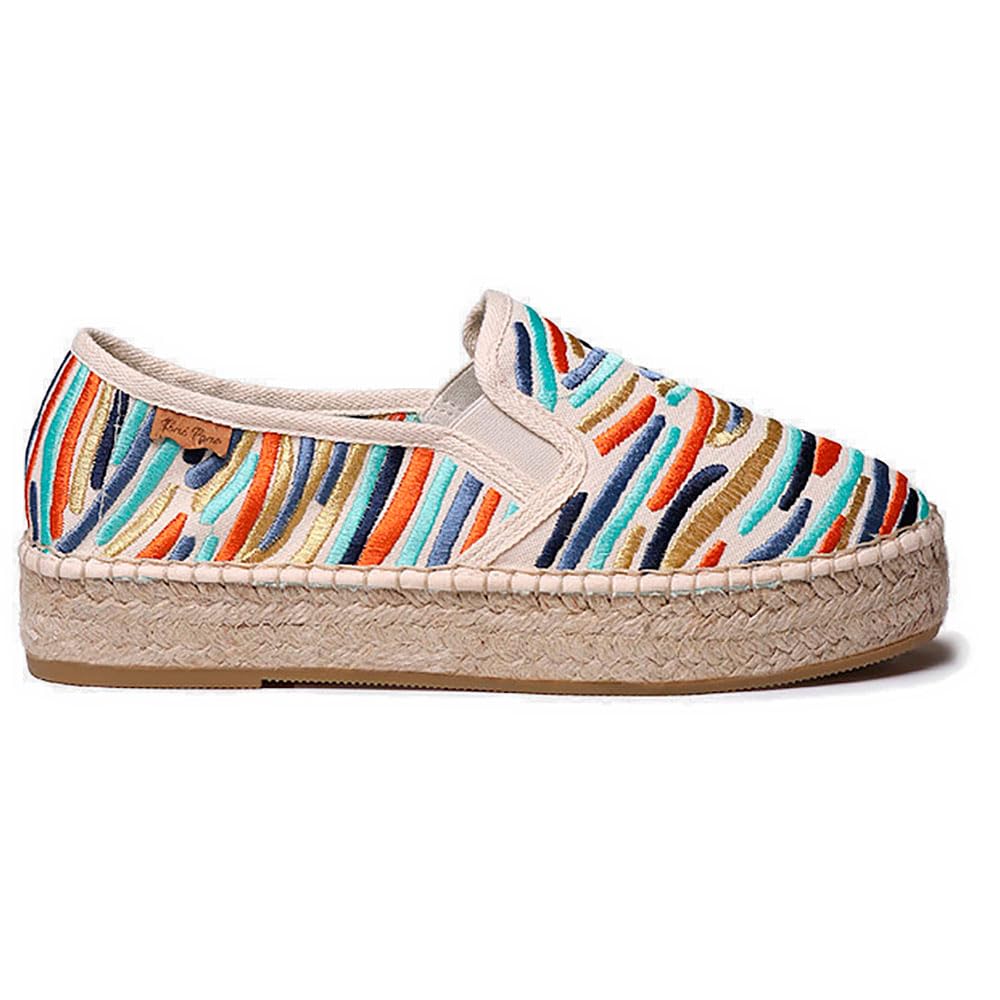 TONI PONS Pola - Alpargata Cerrada de algodón Bordada Multicolor