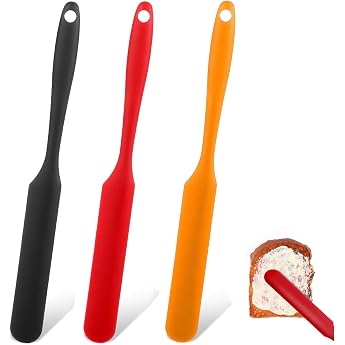 Schmaler Silikonspatel3 PCS Silikon Spatel Klein Silikon K che Spatel Silikon Spatel mit Langem Griff Hitzebest ndige K chenspatel Marmeladenverteiler f r Kochen Backen Silicone Spatulas Small