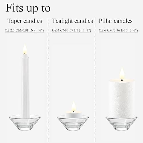 Miniatura 5 de Smtyle Portavelas de vidrio transparente, cónico alto, compatible con velas de té y mini pilar, centro de mesa moderno, regalo de inauguración de la